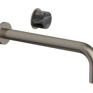 Phylrich Basic II 10″ Single Handle Wall Lavatory Set – Black Marble Handle 230-17-10 – Pewter