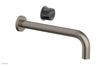 Phylrich Basic II 10" Single Handle Wall Lavatory Set - Black Marble Handle 230-17-10 - Pewter