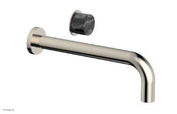 Phylrich Basic II 10" Single Handle Wall Lavatory Set - Black Marble Handle 230-17-10 - Polished Nickel
