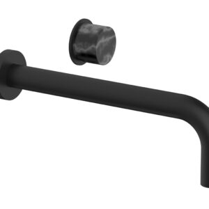 Phylrich Basic II 10″ Single Handle Wall Lavatory Set – Black Marble Handle 230-17-10 – Matte Black
