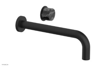 Phylrich Basic II 10" Single Handle Wall Lavatory Set - Black Marble Handle 230-17-10 - Matte Black