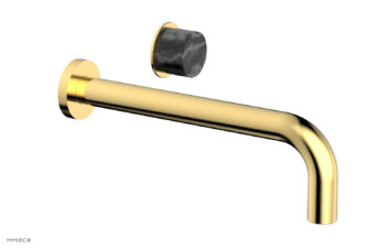 Phylrich Basic II 10" Single Handle Wall Lavatory Set - Black Marble Handle 230-17-10 - Polished Gold