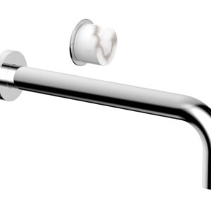 Phylrich Basic II 10″ Single Handle Wall Lavatory Set – White Marble Handle 230-17-10 – Polished Chrome