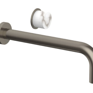 Phylrich Basic II 10″ Single Handle Wall Lavatory Set – White Marble Handle 230-17-10 – Pewter