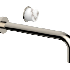 Phylrich Basic II 10″ Single Handle Wall Lavatory Set – White Marble Handle 230-17-10 – Polished Nickel