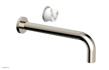 Phylrich Basic II 10" Single Handle Wall Lavatory Set - White Marble Handle 230-17-10 - Polished Nickel