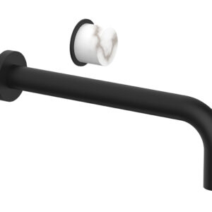 Phylrich Basic II 10″ Single Handle Wall Lavatory Set – White Marble Handle 230-17-10 – Matte Black
