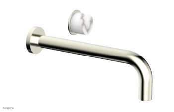 Phylrich Basic II 10" Single Handle Wall Lavatory Set - White Marble Handle 230-17-10 - Satin Nickel