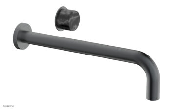 Phylrich Basic II 12" Single Handle Wall Lavatory Set - Black Marble Handle 230-17-12 - Gun Metal