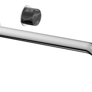 Phylrich Basic II 12″ Single Handle Wall Lavatory Set – Black Marble Handle 230-17-12 – Polished Chrome