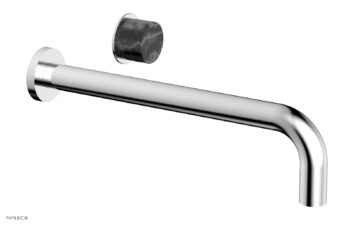Phylrich Basic II 12" Single Handle Wall Lavatory Set - Black Marble Handle 230-17-12 - Polished Chrome