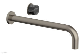 Phylrich Basic II 12" Single Handle Wall Lavatory Set - Black Marble Handle 230-17-12 - Pewter
