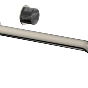 Phylrich Basic II 12″ Single Handle Wall Lavatory Set – Black Marble Handle 230-17-12 – Polished Nickel