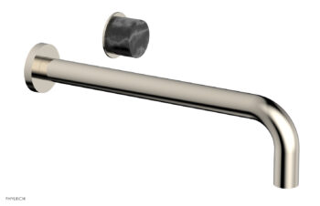Phylrich Basic II 12" Single Handle Wall Lavatory Set - Black Marble Handle 230-17-12 - Polished Nickel