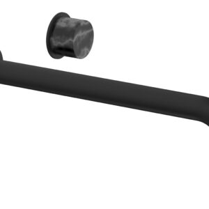 Phylrich Basic II 12″ Single Handle Wall Lavatory Set – Black Marble Handle 230-17-12 – Matte Black