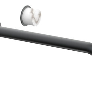 Phylrich Basic II 12″ Single Handle Wall Lavatory Set – White Marble Handle 230-17-12 – Gun Metal