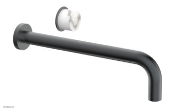 Phylrich Basic II 12" Single Handle Wall Lavatory Set - White Marble Handle 230-17-12 - Gun Metal