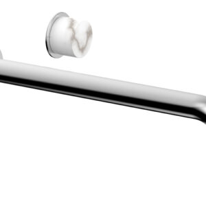 Phylrich Basic II 12″ Single Handle Wall Lavatory Set – White Marble Handle 230-17-12 – Polished Chrome