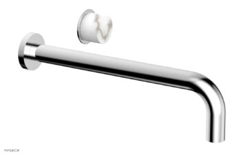 Phylrich Basic II 12" Single Handle Wall Lavatory Set - White Marble Handle 230-17-12 - Polished Chrome