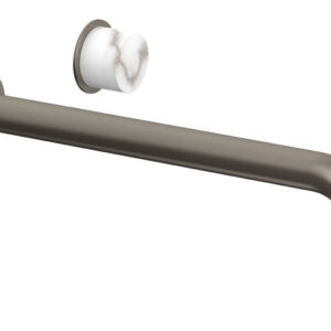 Phylrich Basic II 12″ Single Handle Wall Lavatory Set – White Marble Handle 230-17-12 – Pewter