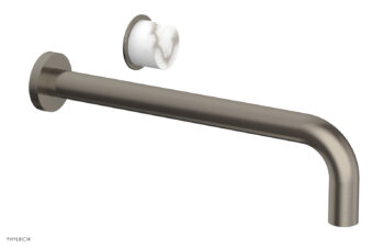 Phylrich Basic II 12" Single Handle Wall Lavatory Set - White Marble Handle 230-17-12 - Pewter