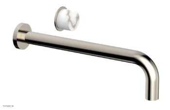 Phylrich Basic II 12" Single Handle Wall Lavatory Set - White Marble Handle 230-17-12 - Polished Nickel