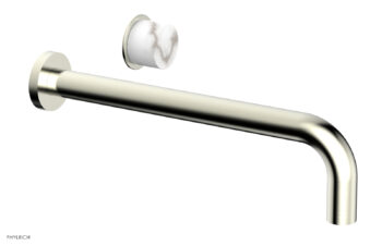 Phylrich Basic II 12" Single Handle Wall Lavatory Set - White Marble Handle 230-17-12 - Satin Nickel