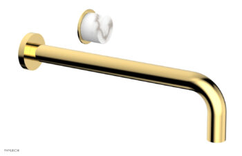 Phylrich Basic II 12" Single Handle Wall Lavatory Set - White Marble Handle 230-17-12 - Polished Gold