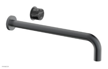 Phylrich Basic II 14" Single Handle Wall Lavatory Set - Black Marble Handle 230-17-14 - Gun Metal
