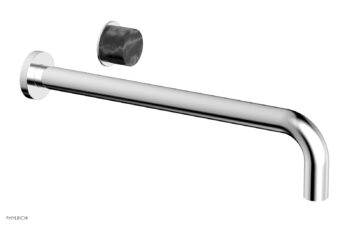 Phylrich Basic II 14" Single Handle Wall Lavatory Set - Black Marble Handle 230-17-14 - Polished Chrome