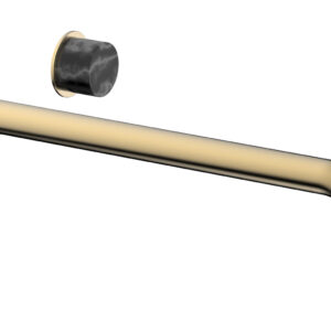 Phylrich Basic II 14″ Single Handle Wall Lavatory Set – Black Marble Handle 230-17-14 – Satin Brass
