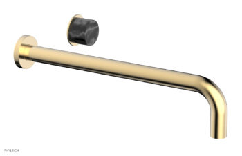 Phylrich Basic II 14" Single Handle Wall Lavatory Set - Black Marble Handle 230-17-14 - Satin Brass
