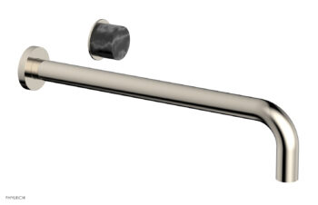 Phylrich Basic II 14" Single Handle Wall Lavatory Set - Black Marble Handle 230-17-14 - Polished Nickel