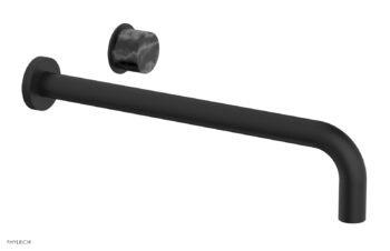 Phylrich Basic II 14" Single Handle Wall Lavatory Set - Black Marble Handle 230-17-14 - Matte Black