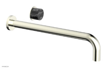 Phylrich Basic II 14" Single Handle Wall Lavatory Set - Black Marble Handle 230-17-14 - Satin Nickel
