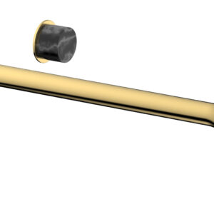 Phylrich Basic II 14″ Single Handle Wall Lavatory Set – Black Marble Handle 230-17-14 – Polished Gold