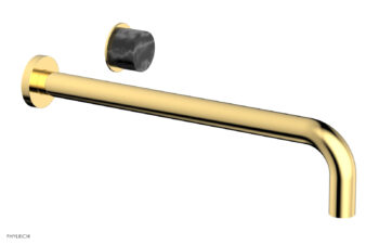 Phylrich Basic II 14" Single Handle Wall Lavatory Set - Black Marble Handle 230-17-14 - Polished Gold