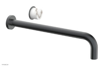 Phylrich Basic II 14" Single Handle Wall Lavatory Set - White Marble Handle 230-17-14 - Gun Metal