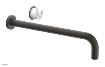 Phylrich Basic II 14" Single Handle Wall Lavatory Set - White Marble Handle 230-17-14 - Oil Rubbed Bronze