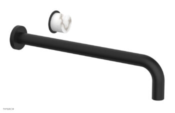 Phylrich Basic II 14" Single Handle Wall Lavatory Set - White Marble Handle 230-17-14 - Matte Black