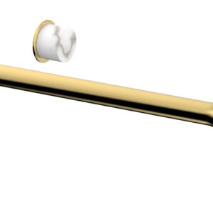 Phylrich Basic II 14″ Single Handle Wall Lavatory Set – White Marble Handle 230-17-14 – Polished Gold