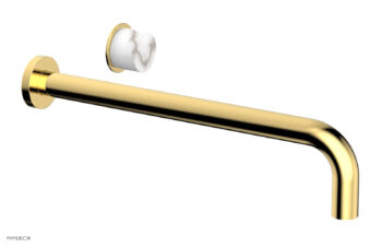 Phylrich Basic II 14" Single Handle Wall Lavatory Set - White Marble Handle 230-17-14 - Polished Gold