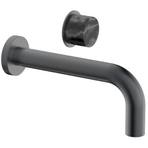 Phylrich Basic II Single Handle Wall Lavatory Set – Black Marble Handle 230-17 – Gun Metal
