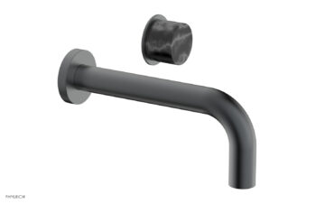 Phylrich Basic II Single Handle Wall Lavatory Set - Black Marble Handle 230-17 - Gun Metal