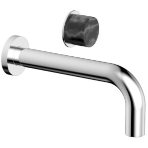 Phylrich Basic II Single Handle Wall Lavatory Set – Black Marble Handle 230-17 – Polished Chrome