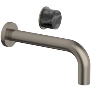 Phylrich Basic II Single Handle Wall Lavatory Set – Black Marble Handle 230-17 – Pewter