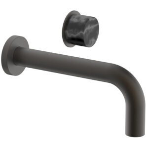 Phylrich Basic II Single Handle Wall Lavatory Set – Black Marble Handle 230-17 – Oil Rubbed Bronze