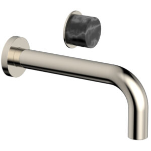 Phylrich Basic II Single Handle Wall Lavatory Set – Black Marble Handle 230-17 – Polished Nickel