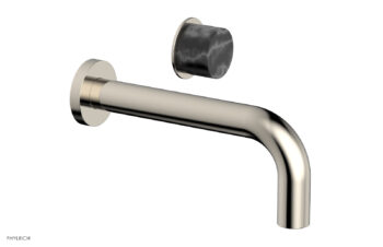 Phylrich Basic II Single Handle Wall Lavatory Set - Black Marble Handle 230-17 - Polished Nickel