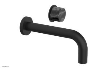 Phylrich Basic II Single Handle Wall Lavatory Set - Black Marble Handle 230-17 - Matte Black